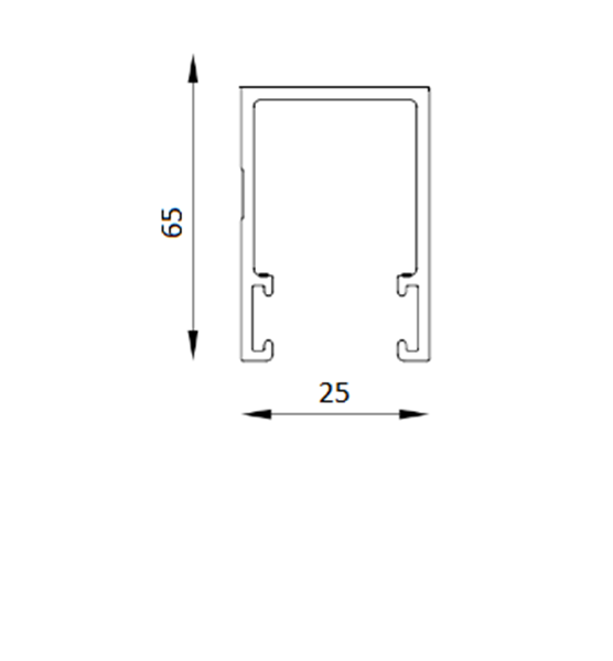 Imagen de Perfil Aluminio Guia Lateral Anodizado 65x25