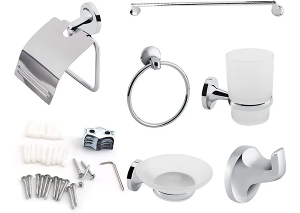 Imagen de Set Kit Accesorios Para Baño 6 Piezas Cromo Levian Rollersur L004Z