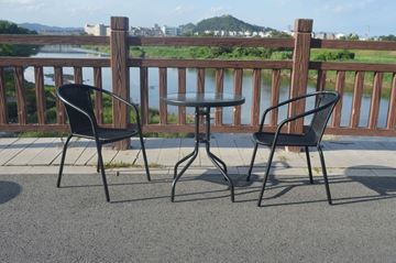 Imagen de Juego De Jardin Mesa Vidrio + 2 Sillas - Set Combo - Rattan Negro