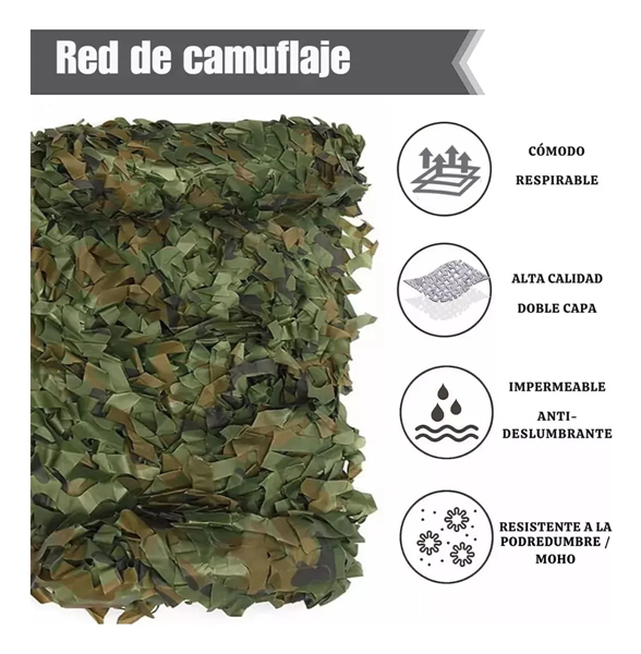 Imagen de Cortina Techo Reforzada Pergola Patio Toldo Red Sombreo  Camo Oxford 250D - 6X3 Mts